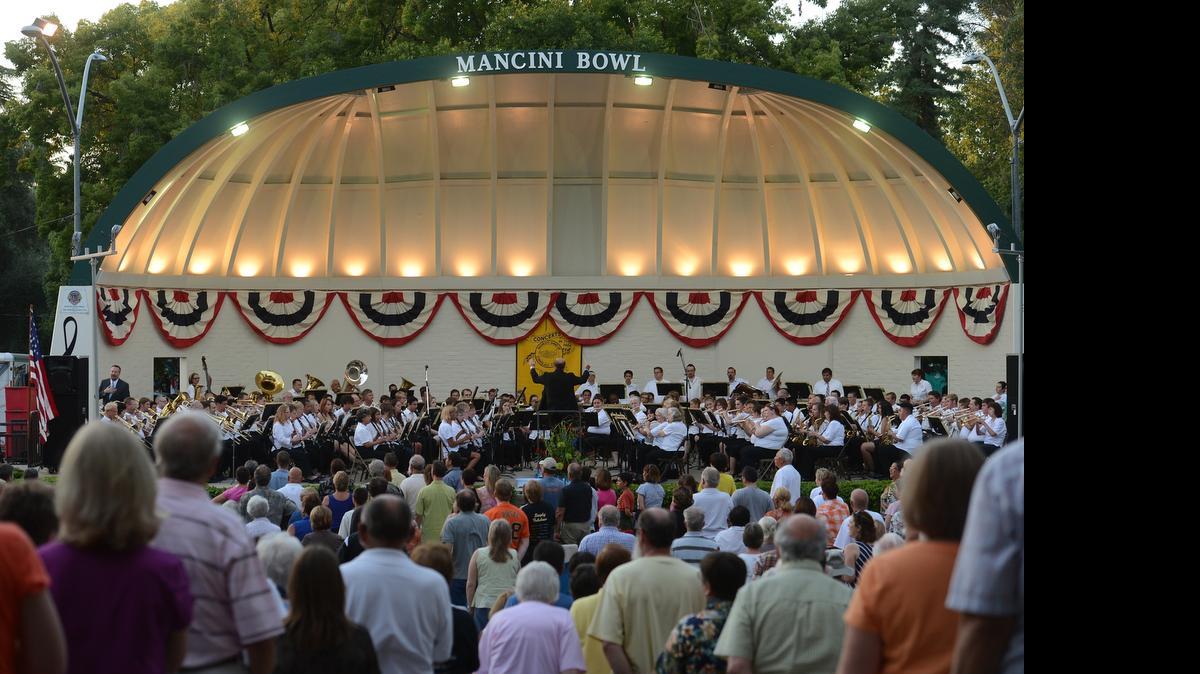 
Modesto Band of Stanislaus County performs for an audience during a past year’s MoBand Concert in the Park.The annual series resumes Thursday.
