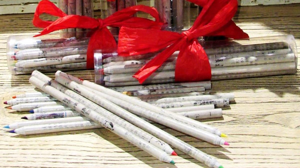 A dozen of these fun colored pencils made from recycled paper will be appreciated by children and adults alike. They come packaged in a clear tube. Find them at Crow Trading, 208 J St., Modesto.