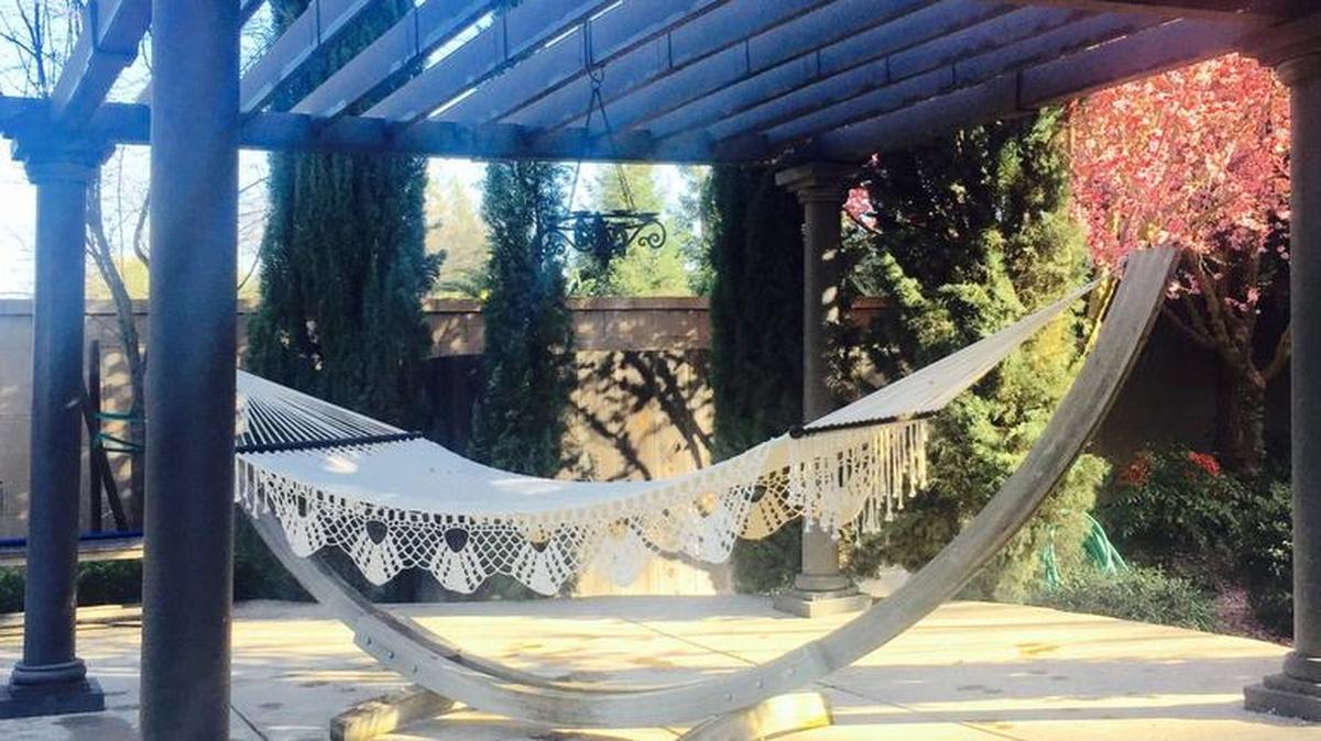 At least one of the yards on the tour boasts a hammock.