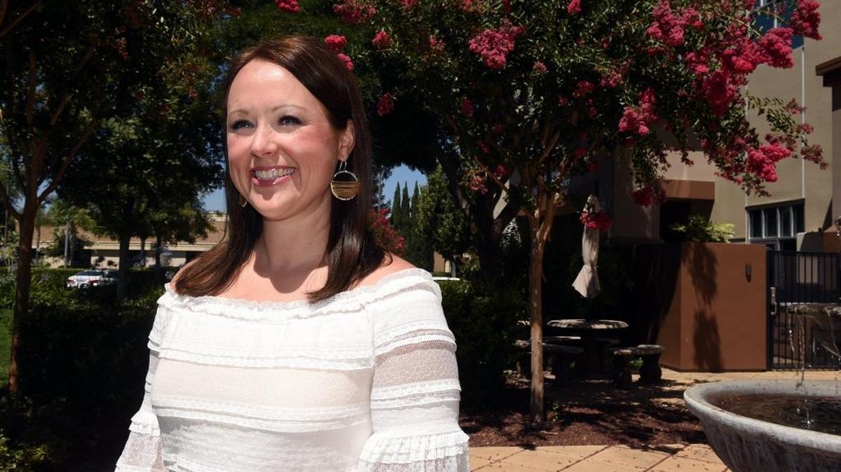 Kristin Mostowski outside Community Hospice in Modesto.