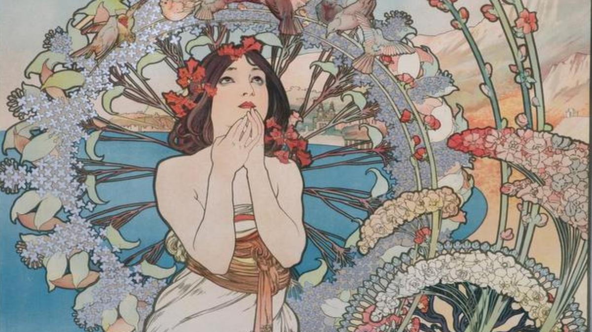 
“Alphonse Mucha: The Golden Age of Art Nouveau” exhibit at the Carnegie Arts Center in Turlock includes the 1897 lithograph “Monaco-Monte Carlo.”
