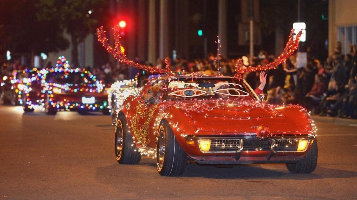 A four-wheeled reindeer with a very shiny “nose” was part of the 2015 parade in Modesto.