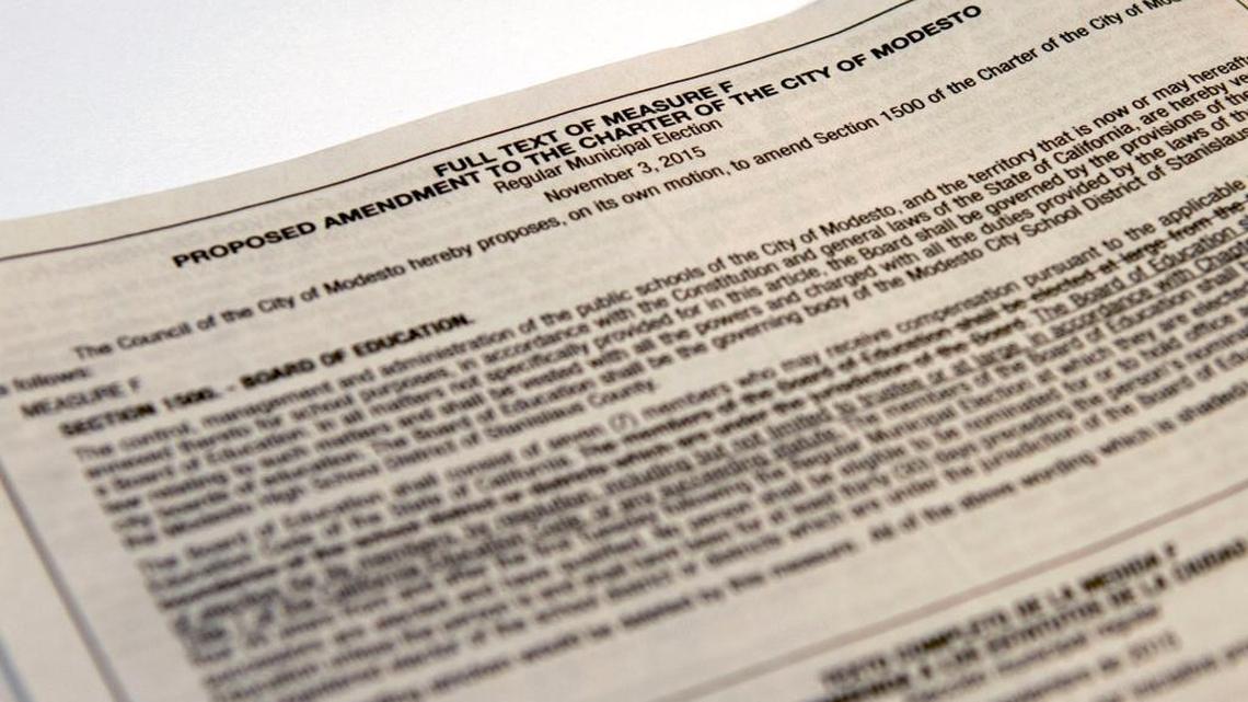 Measure F, seen above in a sample November ballot.