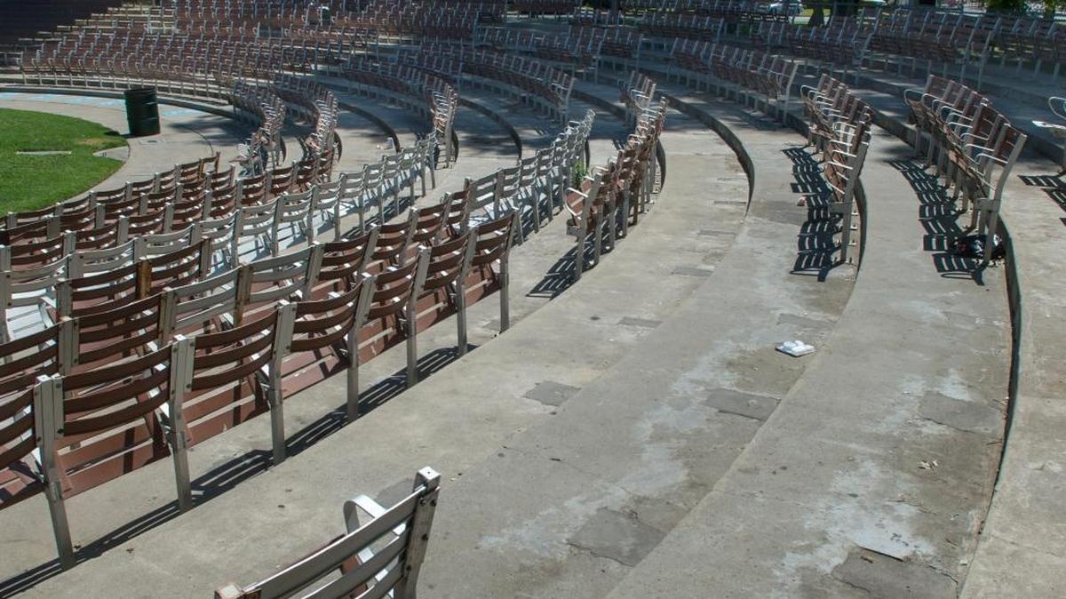 
Missing seats and worn down seats at the Mancini Bowl in Graceada Park in Modesto California on August 31, 2015.
