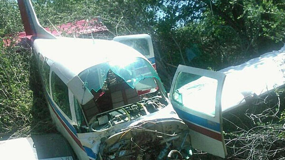 Two men walked away from this plane crash that occurred just as the two were taking off from Pine Mountain Lake Airport in Groveland, Calif., on Tuesday, May 11, 2016.
