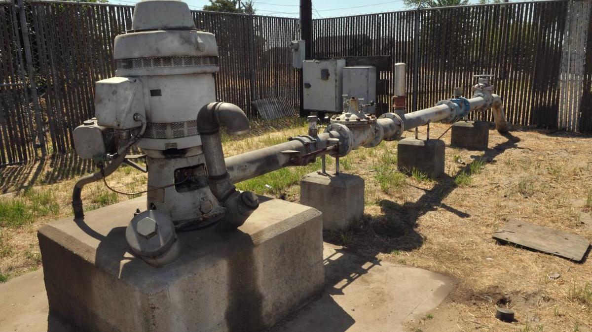 A water pump that provides well water for the Monterey Park tract, a residential housing community located in a rural area next to dairies and farmland southwest of Ceres, is seen in 2011.