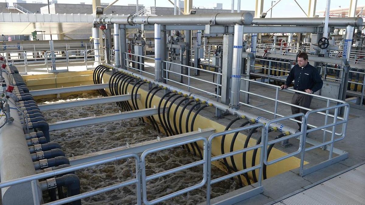 The membrane bio reactors in phase 2 at the Jennings Waste Water Treatment plant southwest of Modesto, Calif., in September 2015.