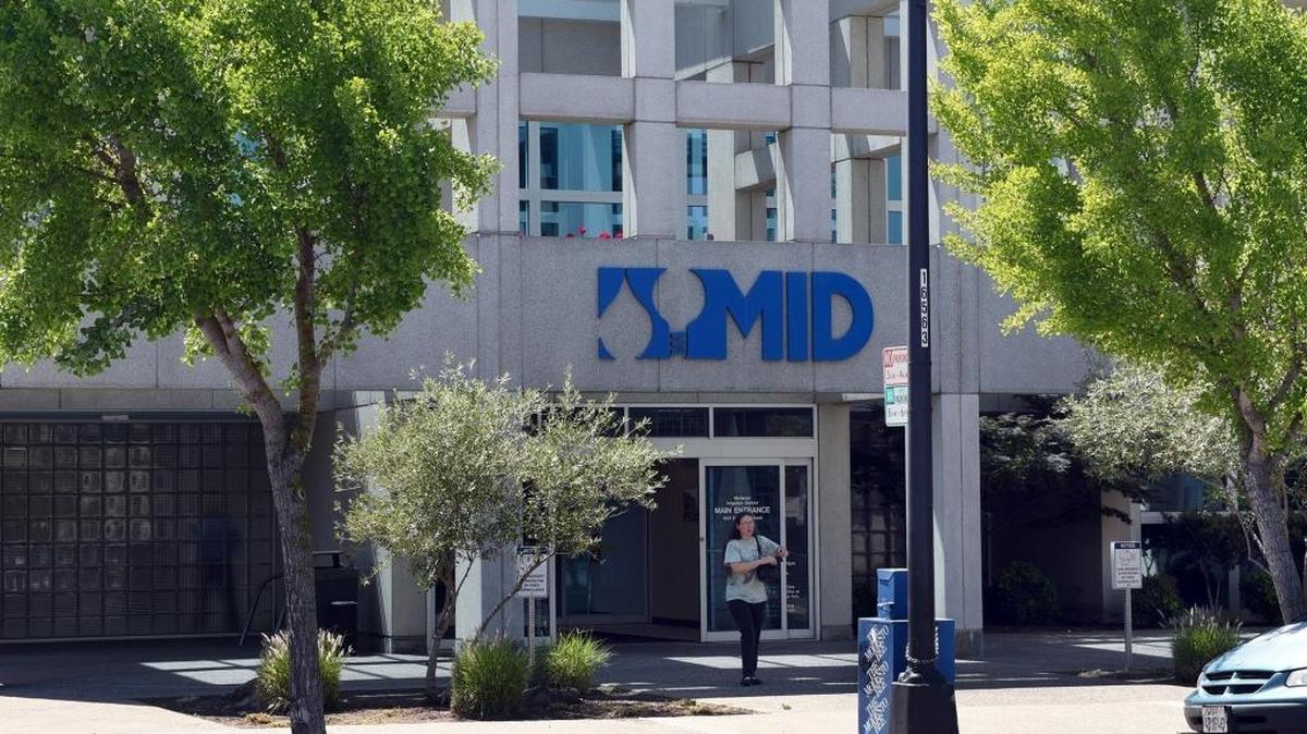 Exterior of the Modesto Irrigation District office in downtown Modesto