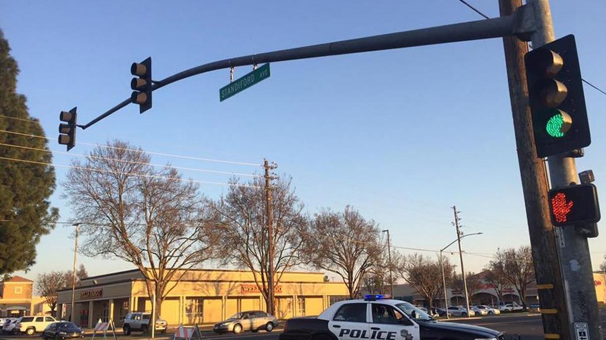 Southbound lanes of McHenry Avenue at Standiford Avenue in Modesto are closed while officers investigate a traffic collision Monday afternoon (02-08-16).