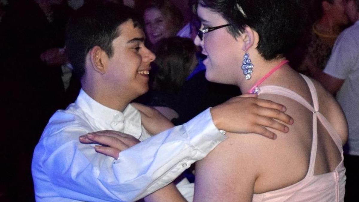 Calvin Langstaff and Emily Lucero share a dance at the fifth annual Special Needs Prom on Friday, May 13, 2016, at the Del Rio Country Club in Modesto.