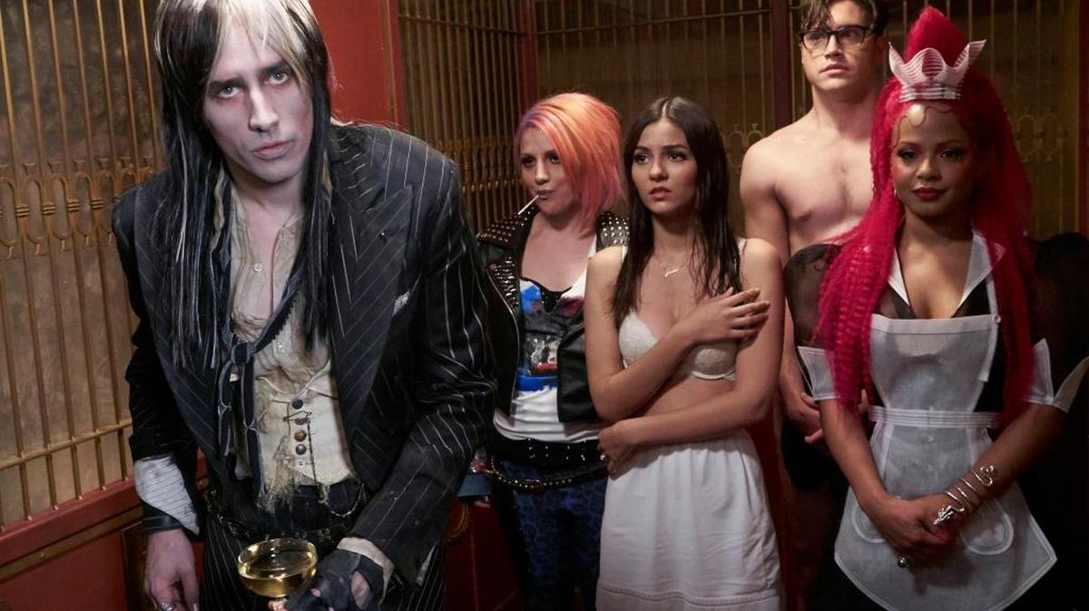 Left to right, Reeve Carney, Annaleigh Ashford, Victoria Justice, Ryan McCartan and Christina Milian in “The Rocky Horror Picture Show,” coming this fall to Fox.