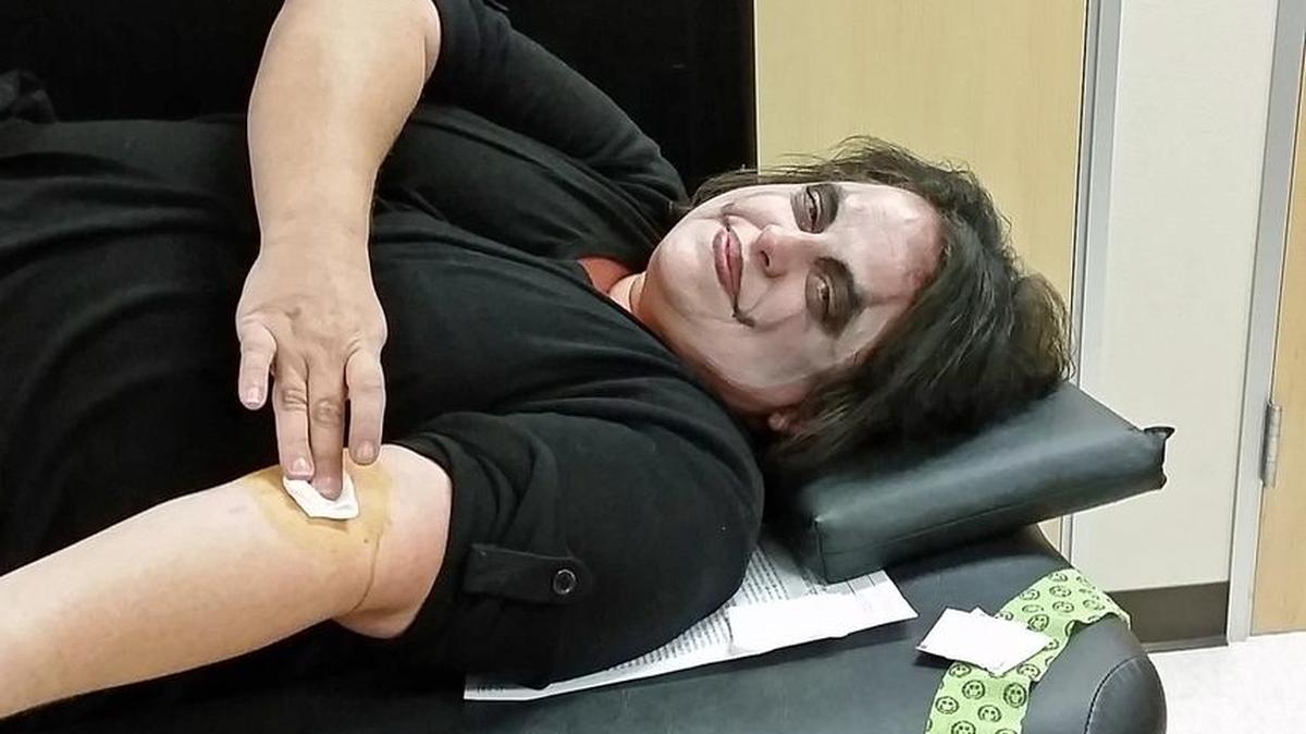 What better time is there to give blood than around Halloween? Audra Noppe did just that on Friday, Oct. 30, 2015, at a blood drive at Gurnick Academy of Medical Arts at 4712 Stoddard Road in Modesto.