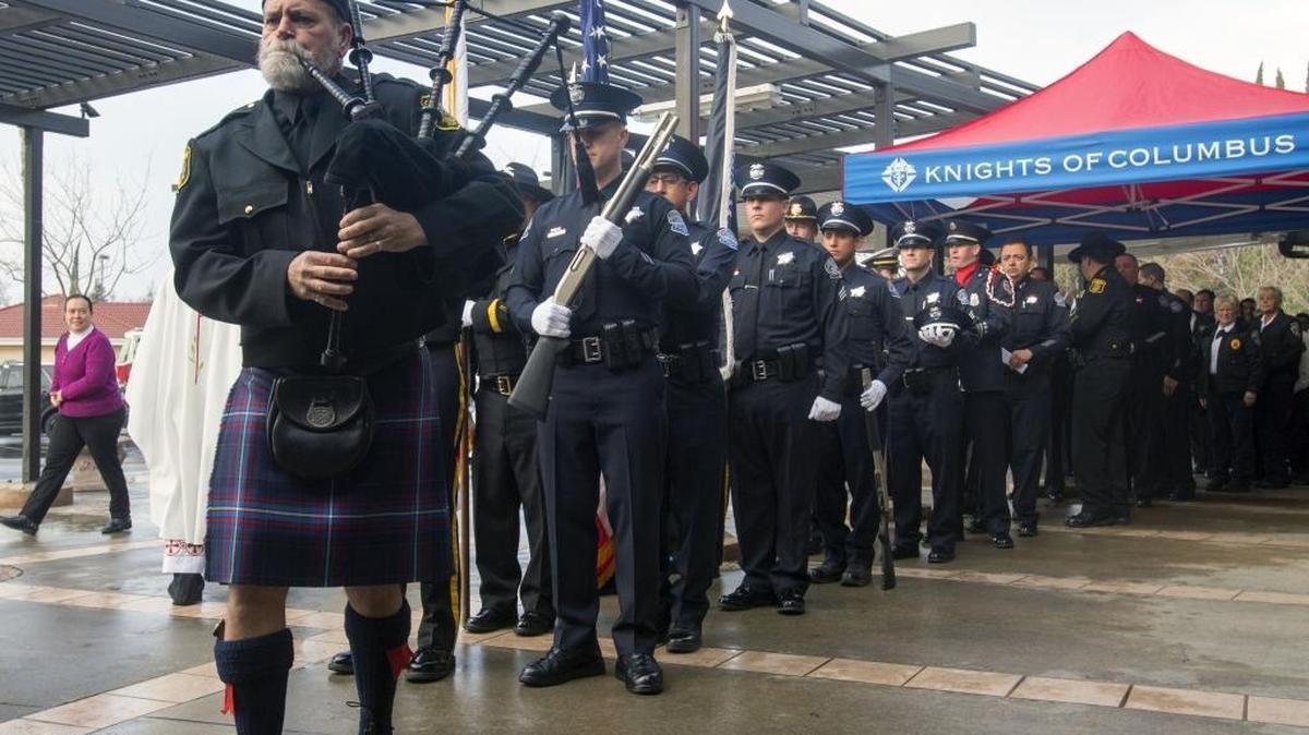 George Harcrow leads the procession during the annual Blue Mass for first responders in Stanislaus County at St. Joseph’s Catholic Church in Modesto on Saturday, Jan. 9, 2016.