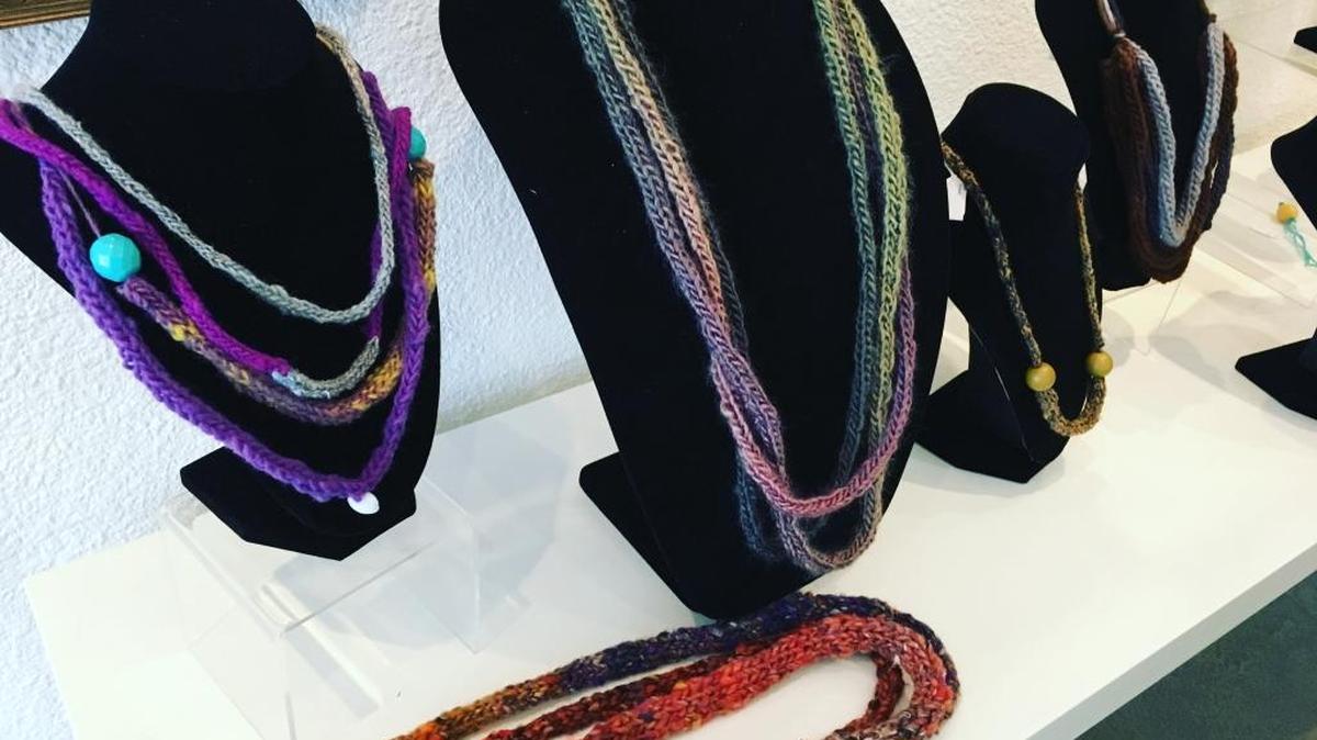 Hand-knit necklaces by Keira Henderson are perfect for someone with eclectic style.