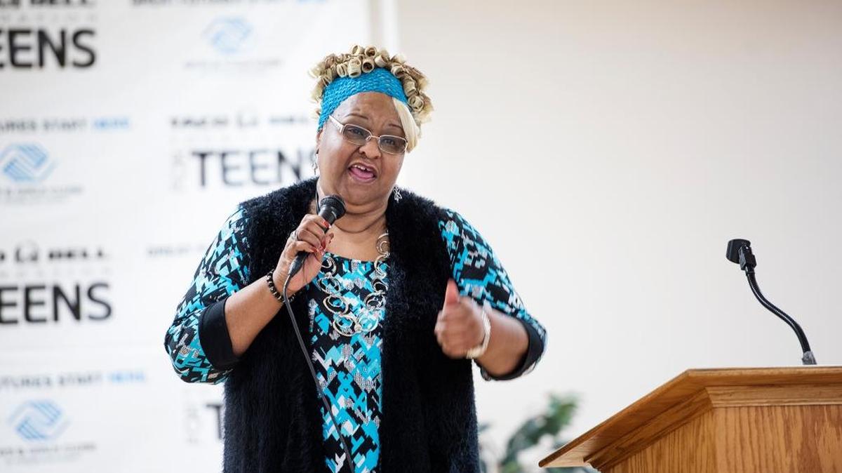 Audrey Spearman sings “I Need You” during the luncheon and celebration to honor Martin Luther King Jr. at the King-Kennedy Memorial Center in Modesto on Friday.