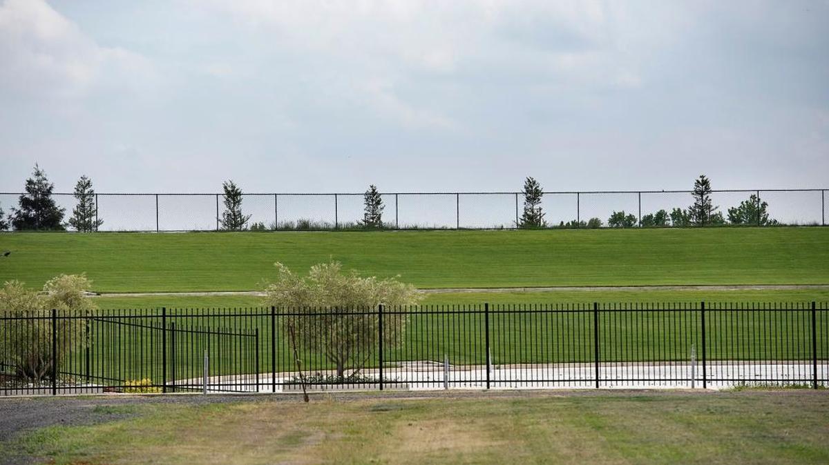 Grass-covered amphitheater at the Fruit Yard east of Modesto, Calif., on Wednesday, April 26, 2017.