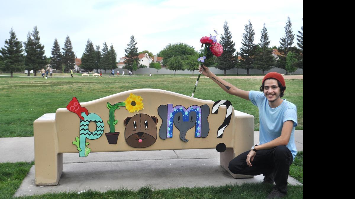
Daniel Espinoza of Modesto was a winner in the Sour Patch Kids Promposal Contest with a video he and friends shot in Charles Sharp Park in Modesto. In it, he “promposes” to YouTube celebrity Meredith Foster.

