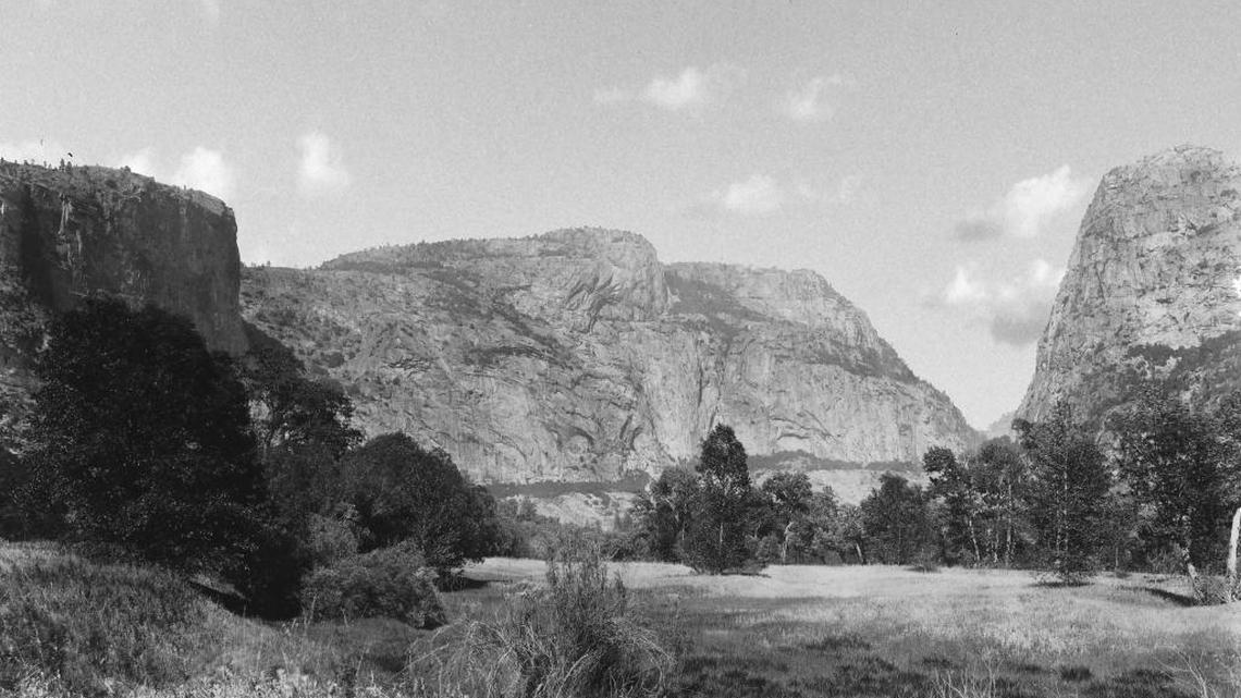 A historic photo shows what the Hetch Hetchy Valley looked like before 1913. The valley went under 300 feet of water after the 1923 completion of the dam, which had been bitterly fought by John Muir and his allies. They compared its splendor to Yosemite Valley on the Merced River.