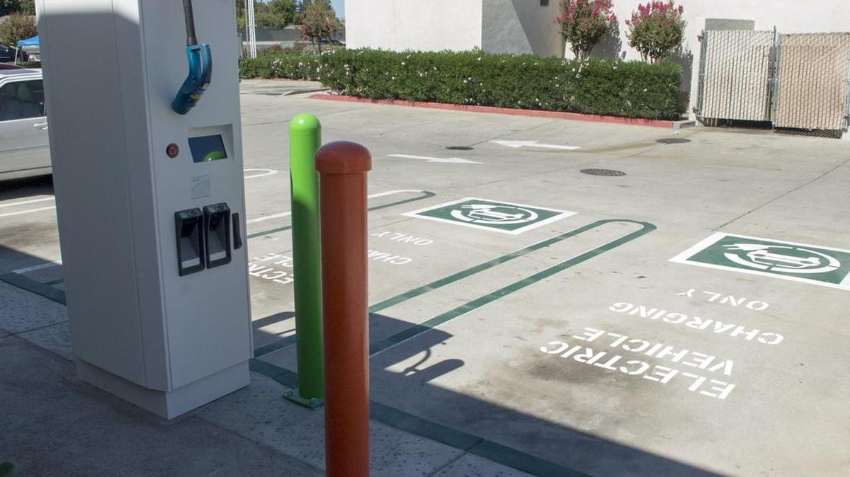 
New electric charging station at the Vineyard gas station on Kiernan in Salida on Aug. 13, 2015.
