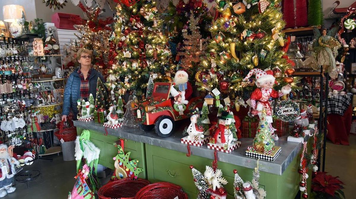 Florence Kincaid of Modesto looks at Christmas ornaments Friday morning (12-08-17) at Morris Nursery in Riverbank, Calif. Morris Nursery has an extensive stock of Christmas items for the holiday season.