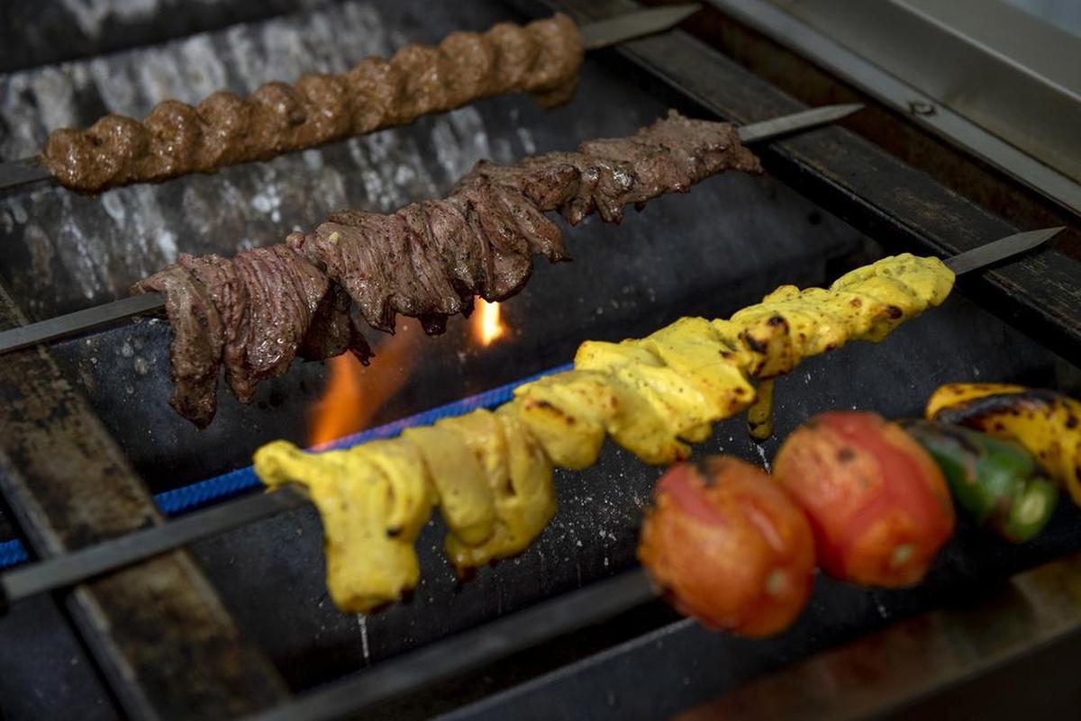 Skewers cook at Betty’s Kabob at 1300 Sylvan Avenue in Modesto, Calif., Friday, Feb. 8, 2019.