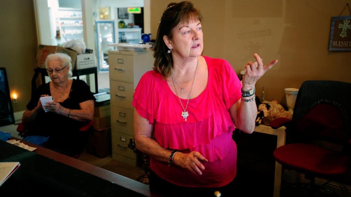Karyn Ford and her mother Lynn Jourdenais, left, talk about some of the wares in their store Treasures, which has been open for three months at Roseburg Square, in Modesto on Wednesday, March 29, 2017.