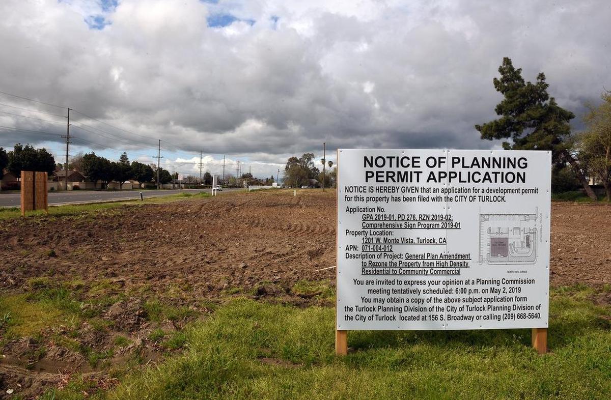 Land for a new commercial retail plaza called Warrior Crossing is pictured on Wednesday March 20, 2019 in Turlock, Calif. The area will feature two commercial buildings, one which will have the area’s first and only Dutch Bros. Coffee shop.