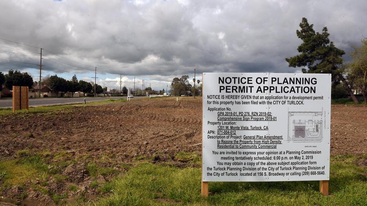 Land for a new commercial retail plaza called Warrior Crossing is pictured on Wednesday March 20, 2019 in Turlock, Calif. The area will feature two commercial buildings, one which will have the area’s first and only Dutch Bros. Coffee shop.