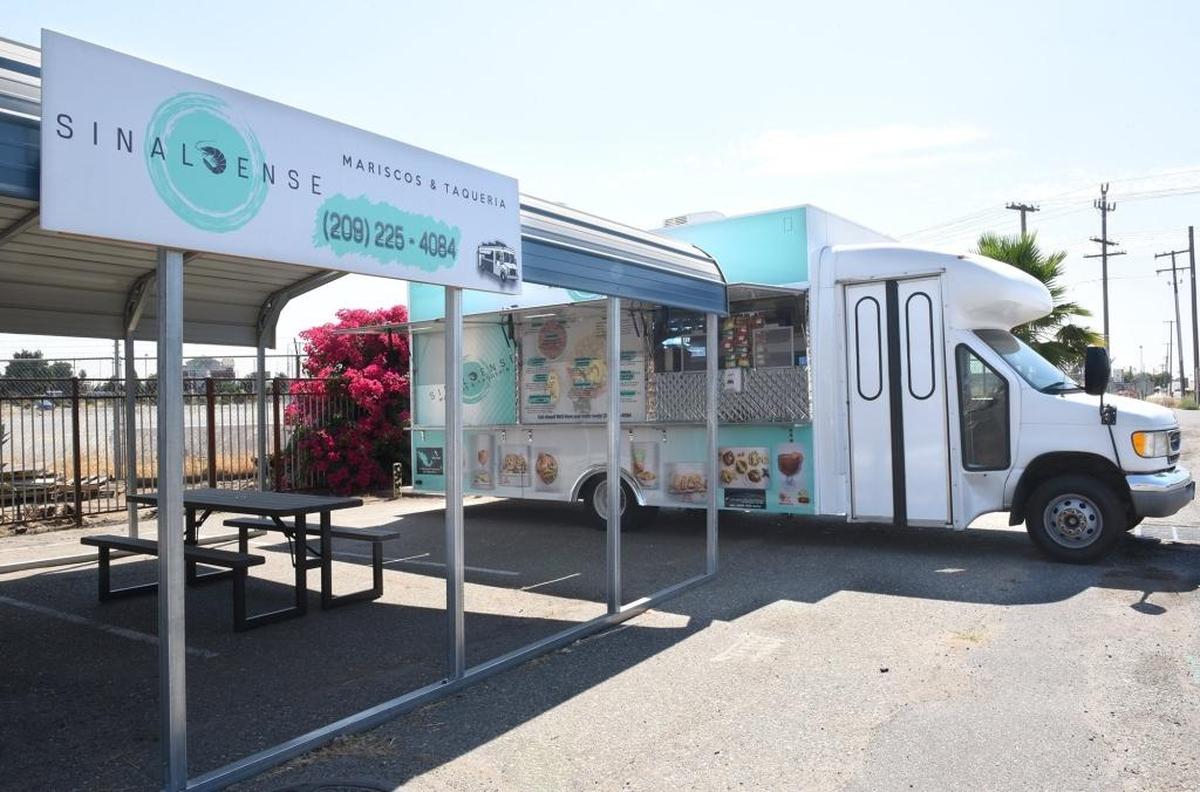 Sinaloense Mariscos & Taqueria food truck is pictured on Thursday August 2, 2018 in Salida, Calif.