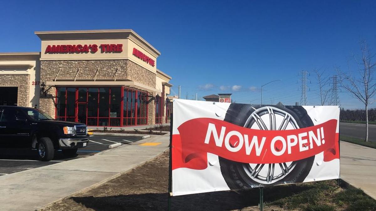 America’s Tire, seen here Thursday, recently opened at Crossroads at Riverbank, the bustling shopping center at Claribel and Oakdale roads.