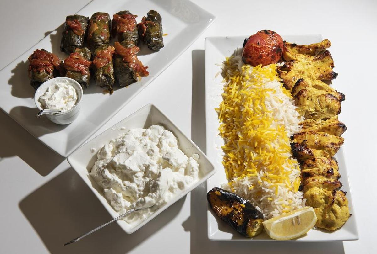 Grape Leaves Dolmas, homemade yogurt and Chicken Barg at Betty’s Kabob at 1300 Sylvan Avenue in Modesto, Calif., Friday, Feb. 8, 2019.