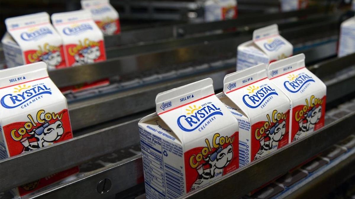 Half pint cartons of milk are processed on Sept. 28, 2015, at Crystal Creamery in Modesto.