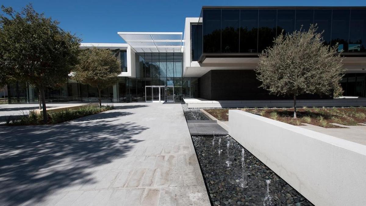 The front entrance of the new Dry Creek office building at the E&J Gallo Winery in Modesto, Calif., on Tuesday, August 30, 2016.