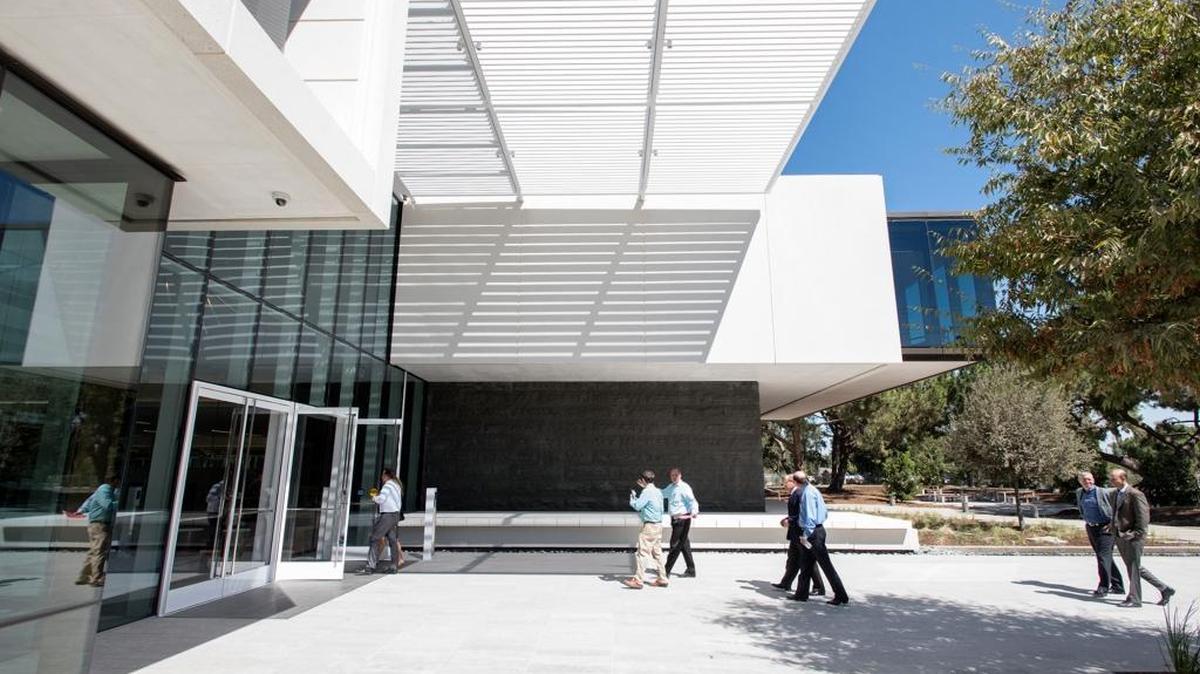 Members of the Modesto Bee tour the new Dry Creek office building at E.&J. Gallo Winery in Modesto on Tuesday.