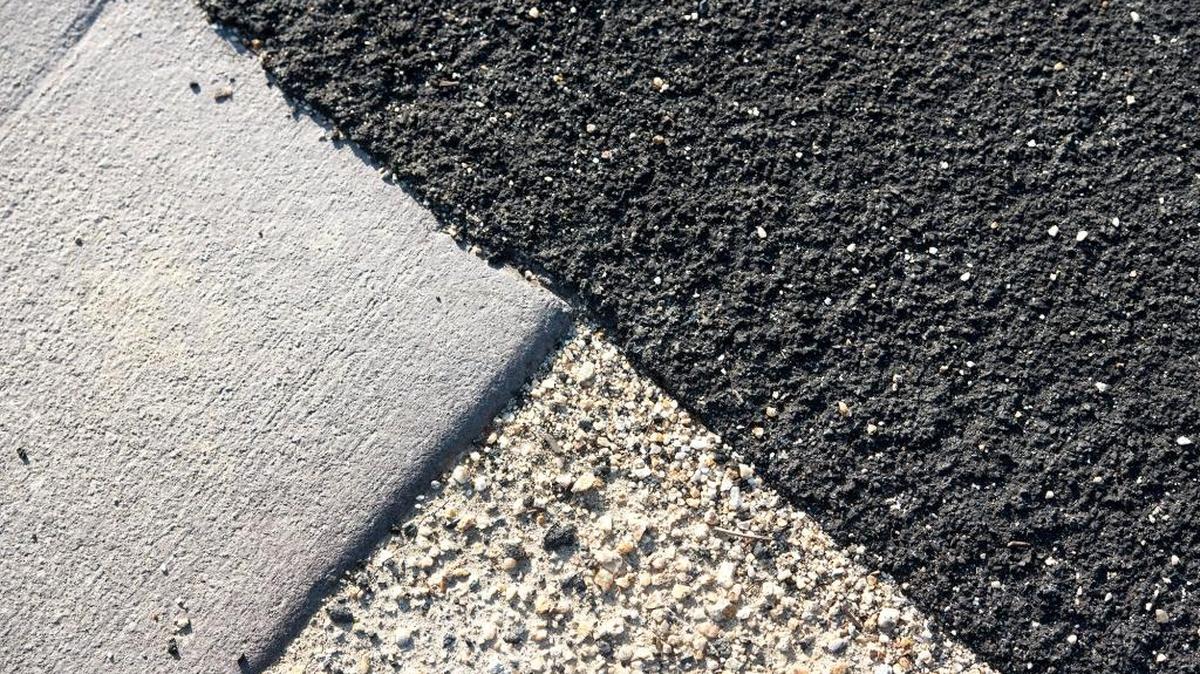 Detail of the asphalt trail surface on the Virginia Corridor trail extension in Modesto in January, 2015.