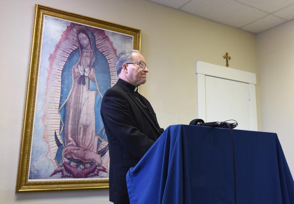 Myron Cotta, the new Bishop of Stockton is pictured Tuesday morning, January 23, 2018 at a press conference at the Diocese of Stockton, Ryan Center. Cotta was born of Portuguese heritage in the Merced County community of Dos Palos. He served as Vicar General in the Diocese of Fresno where he was a priest and most recently served as Auxiliary Bishop in the Diocese of Sacramento.