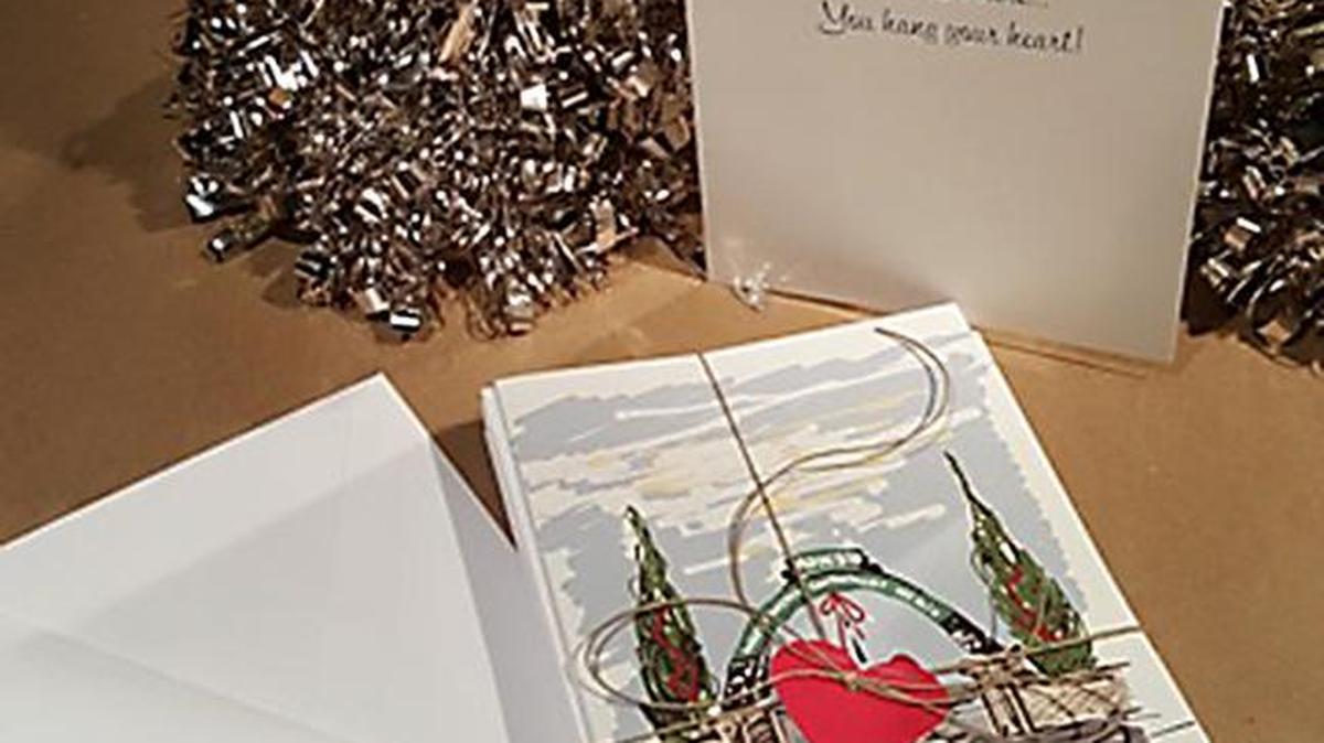 Modesto Arch greeting cards by Nicole Slater Fine Art can be purchased at The Artist’s Loft, upstairs at 1605 J St. in downtown Modesto.