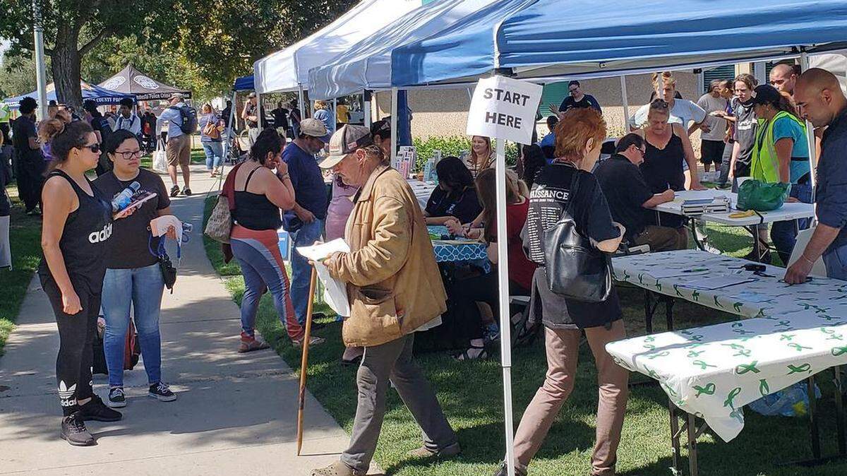 Service providers were in Mellis Park in west Modesto on Wednesday to help the homeless and those at risk of becoming homeless.