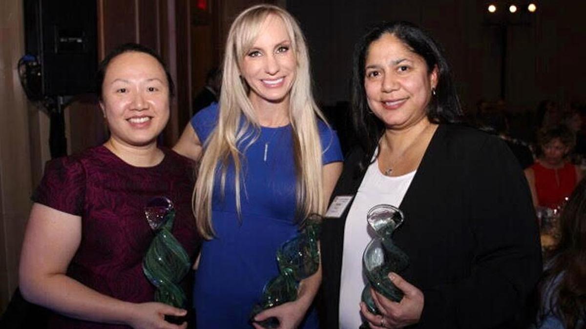 From left, Amy Ho, Alana Scott of Modesto and JoAnn Valle are the three winners of the inaugural Sue Haskoor Lifetime Achievement Award, received at the Merrill Lynch Women’s Exchange event Feb. 16 in New York.