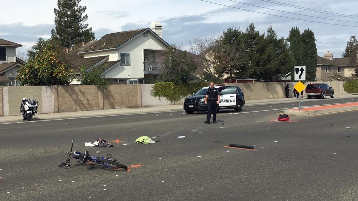A bicyclist suffered a critical injuries after he was struck by a sport utility vehicle heading north on Roselle Avenue in east Modesto on March 4, 2016. Police said the bicyclist, who entered the road from the Village One Plaza, was at fault.