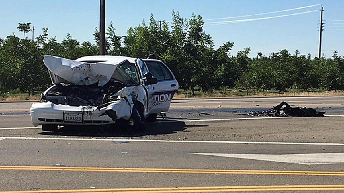Two people suffered injuries after a big rig and a Stanislaus County Probation Department collided near McHenry Avenue and Highway 108 on Tuesday, July 5, 2016.