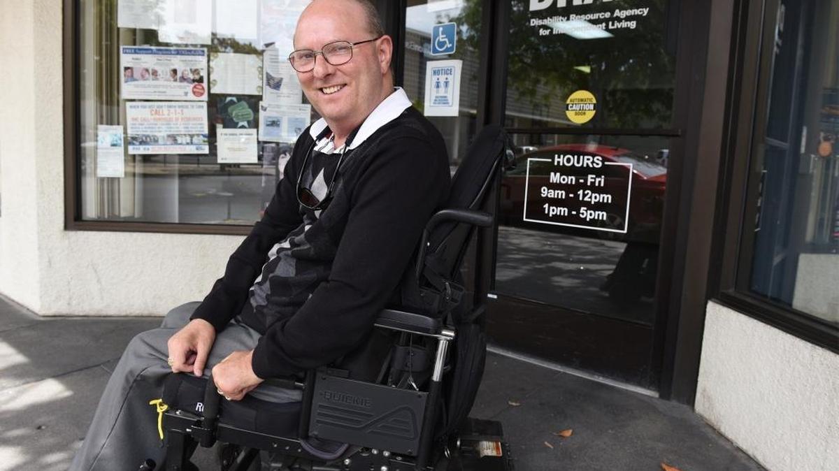 Barry Smith, the executive director of the Disability Resource Agency for Independent Living, is pictured at his office Thursday afternoon, April 21, 2016, in downtown Modesto. He says airline employees need to be better trained to operate onboard wheelchairs and to help people with the disabilities into their seats.