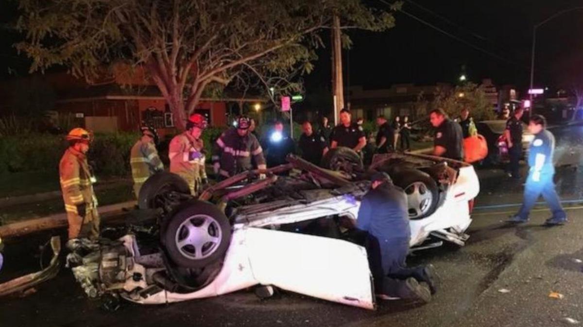 A rollover crash on Standiford Avenue in Modesto on Wednesday, Oct. 4, 2017, badly injured one driver. Police say the vehicles were racing.