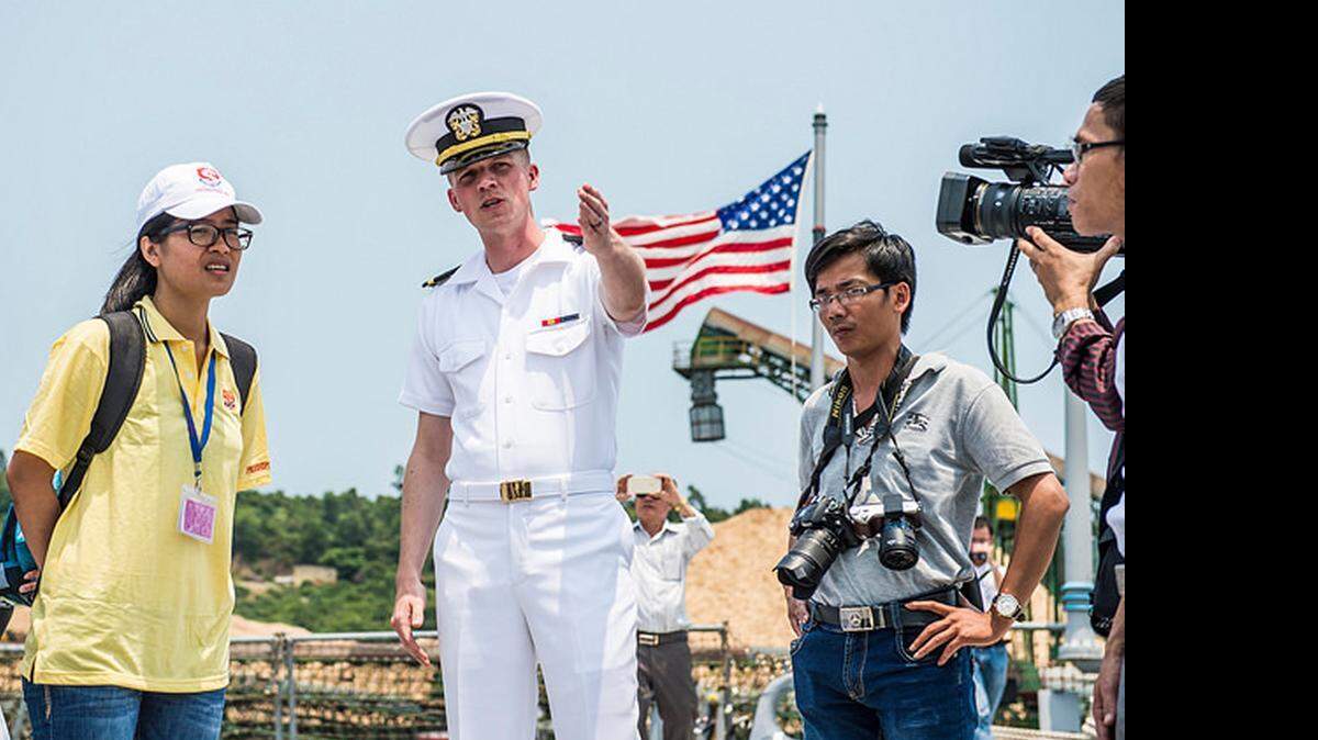 
Ensign Timothy Vasconcellos of Modesto gives a tour in Vietnam.
