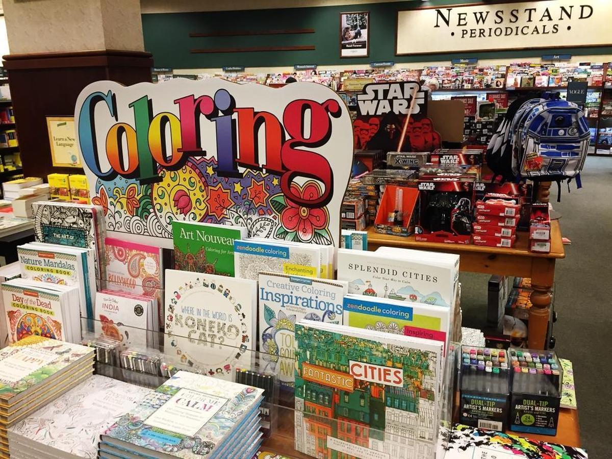 A few displays of coloring books for grown-ups sit in the Barnes & Noble Booksellers store on McHenry Avenue in Modesto.