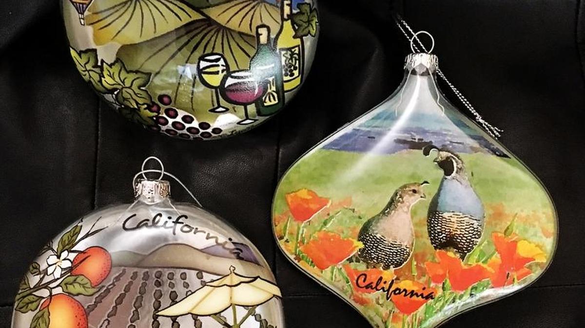 Glass ornaments from the McHenry Museum gift shop.