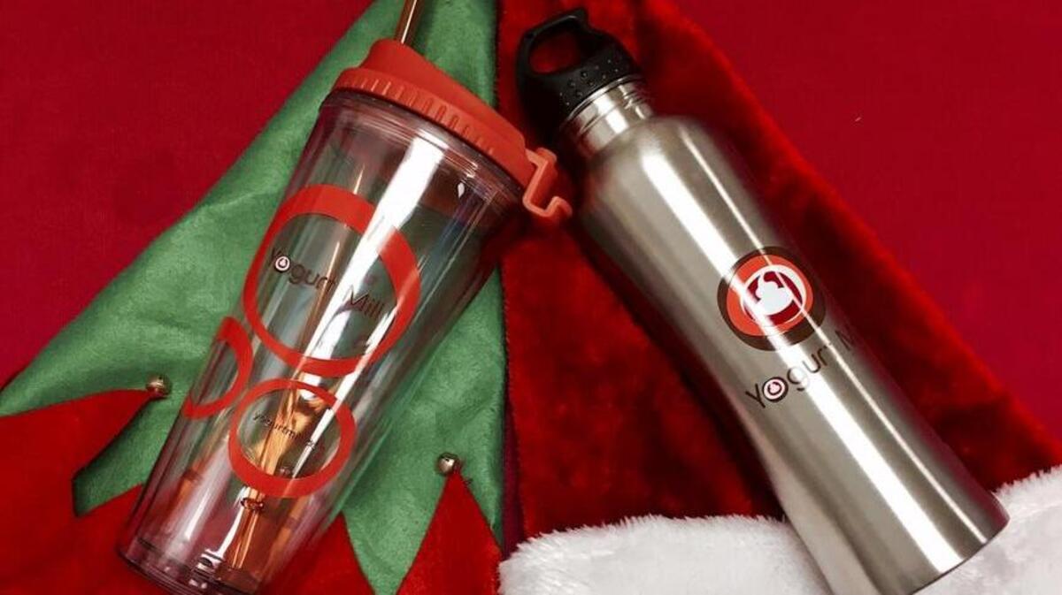 Yogurt Mill offers hot/cold tumblers and stainless steel water bottles for anyone who likes to have a tasty beverage on the go.