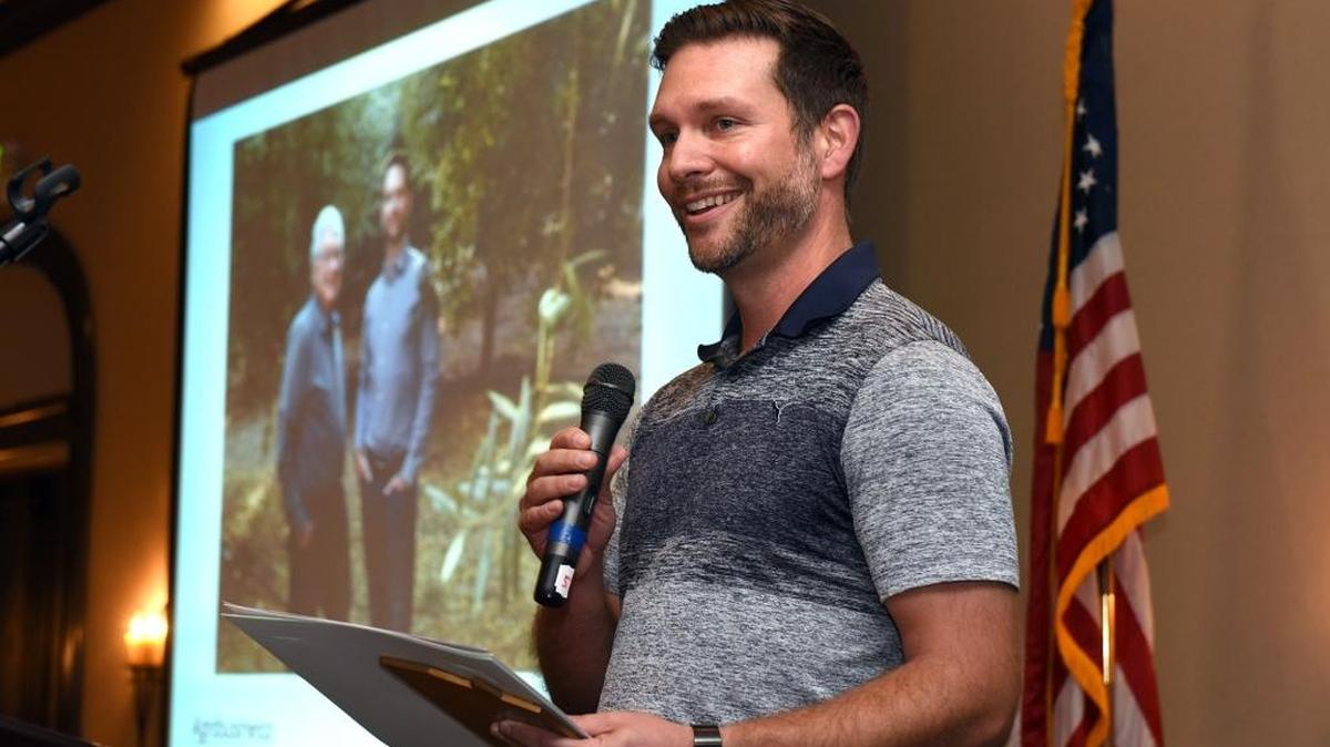 Jonathan Sciabica is pictured with his Excellence In Business award on Wednesday (10-25-17) at The Modesto Bee's Excellence In Business Luncheon at the Doubletree Hotel in downtown Modesto, Calif.