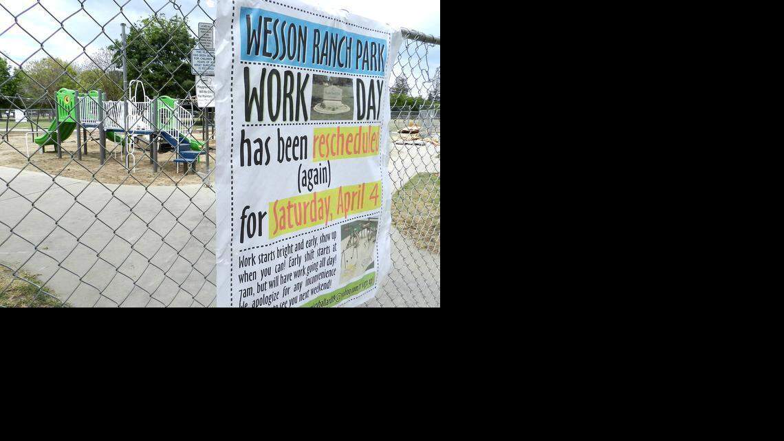 
New playground equipment awaits children after Saturday’s neighborhood work day at Wesson Ranch Park on Union Avenue in north Modesto.
