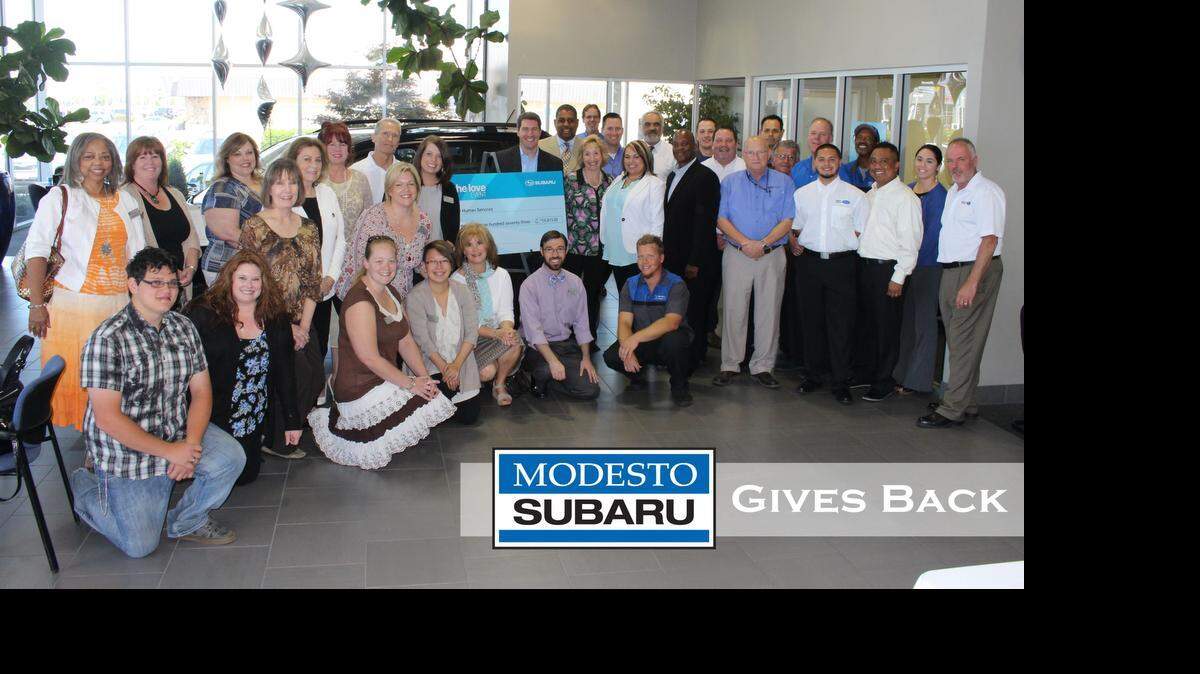 
Modesto Subaru participated in the 2014 Share the Love program last winter and selected the Center for Human Services as its hometown charity. On April 16, Subaru of America joined Modesto Subaru in presenting CHS staff with a check for $18,973.

